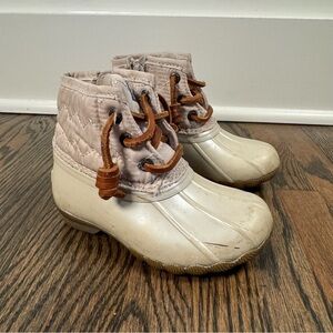 Sperry Ivory Youth Girls Saltwater Duck Boots size 7